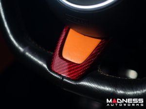 FIAT 500 Steering Wheel Trim - 3 piece set - Carbon Fiber - Red Candy